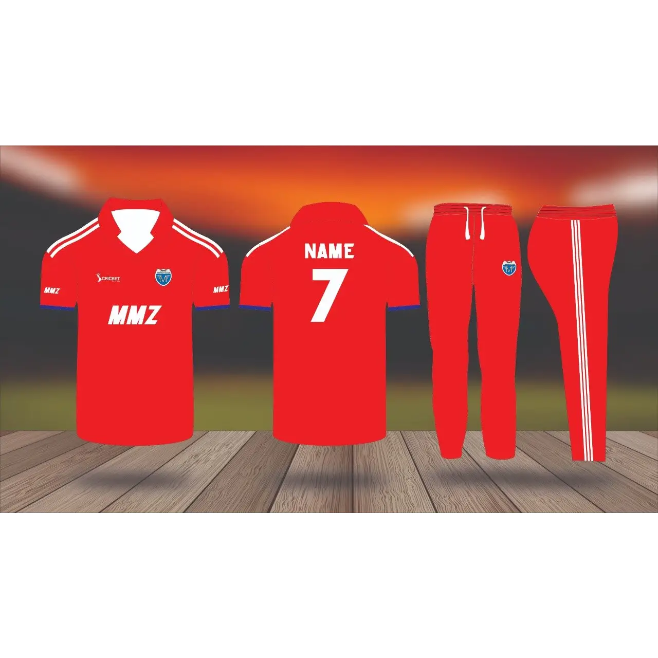 Cricket Uniform Jerseys Shirt Trouser Custom Made Red Black MMZ - CLOTHING CUSTOM
