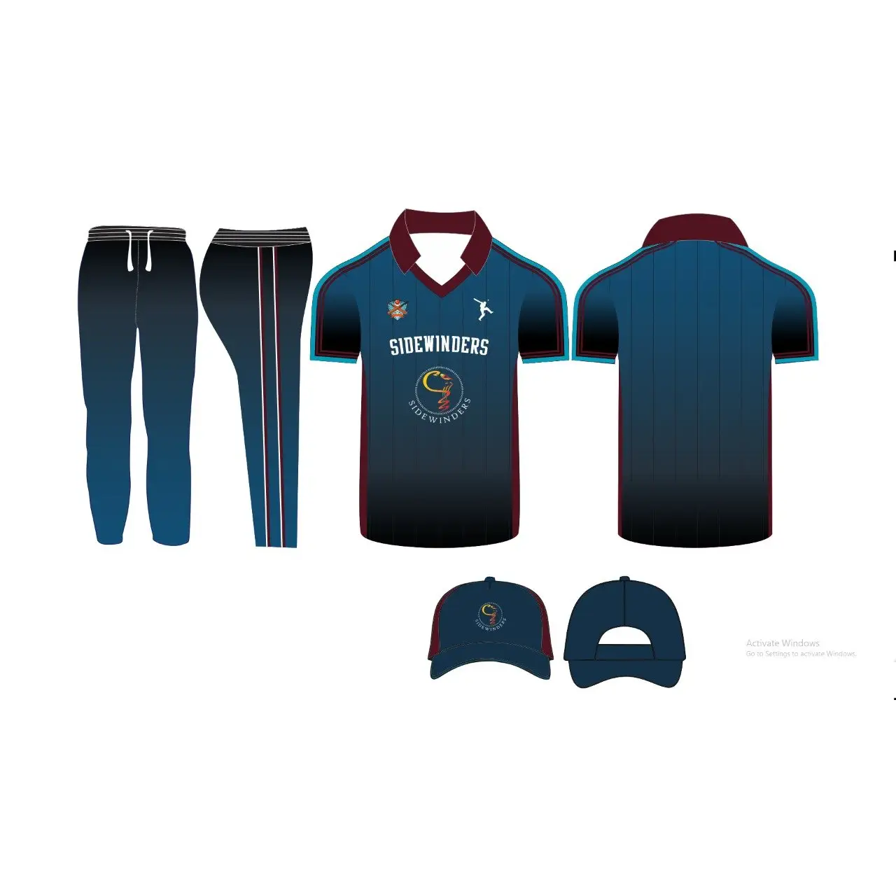 Cricket Uniform Navy Customized Jersey Trouser Cap Sublimation - CLOTHING CUSTOM