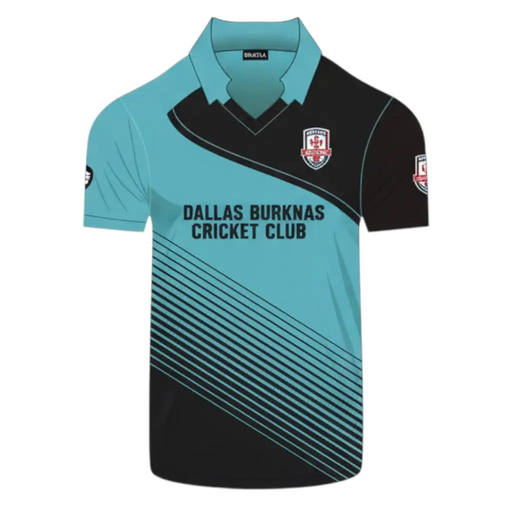 Customizable Cricket Uniform Team & Player Name Number and Logo - Blue & Black 2 Piece Set - TeamWear