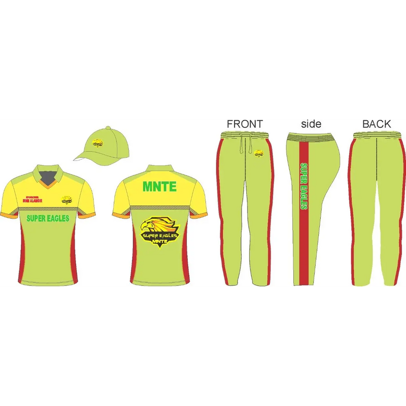 Customized Color Cricket Kit With Name Numbers Logo Yellow & Light Green - Custom Cricket Wear 3PC Full