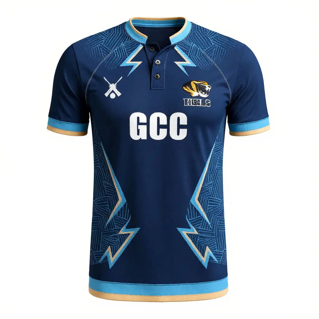 Customized Cricket Shirt And Trouser With Name And Number - Light And Dark Blue 2 Piece Set