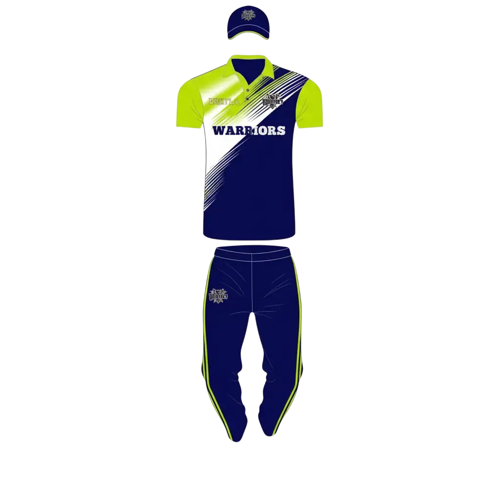 Customized Cricket Shirt and Trouser with Team & Player Name and Number - Green & Blue 2 Piece Set - TeamWear