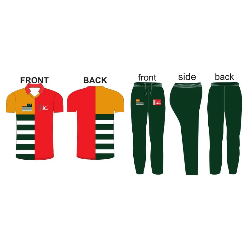 Customized Cricket Uniform - Yellow Orange And Green - Custom Cricket Wear 2PC Full