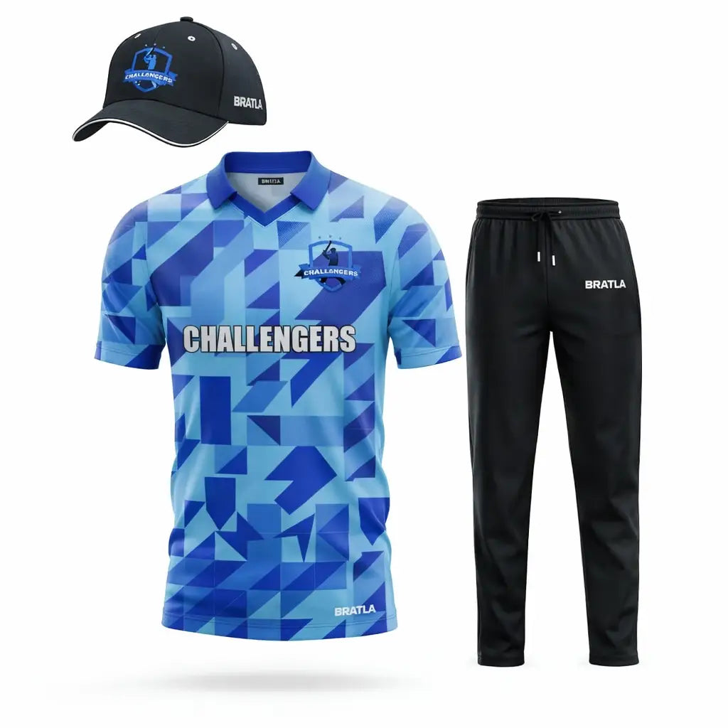 Blue And Black Cricket Shirt And Trouser Fully Customizable With Name And Number 2 Piece Set - TeamWear-Cricket