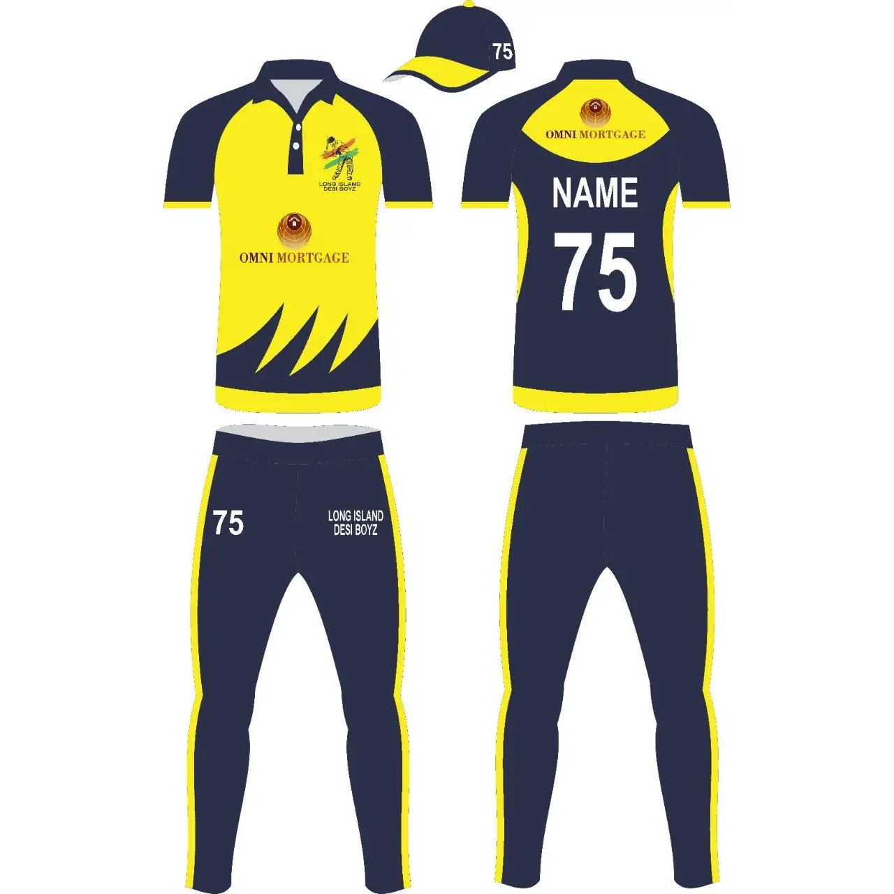 Full Sublimation Sports Uniform Kit Blue & Yellow 3 Piece Set