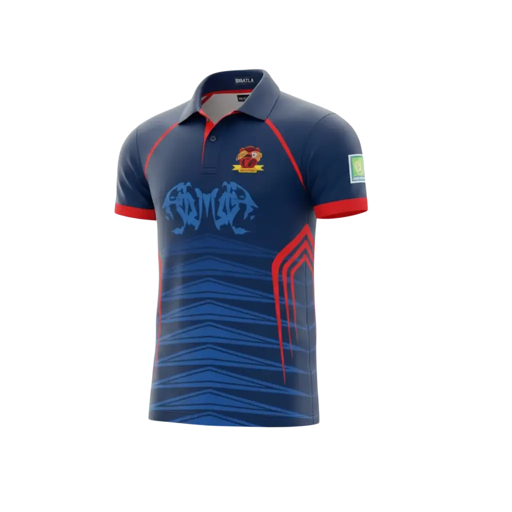 Fully Customizable Cricket Uniform With Name And Number - Blue Red 3 Piece Set - TeamWear