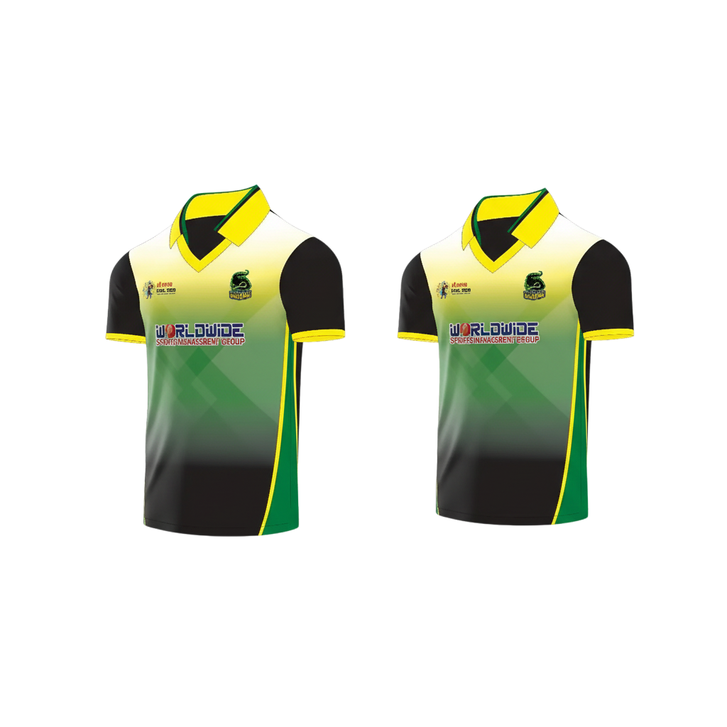 Cricket Shirt Custom Made Sublimation Dark Green Yellow Shirt Only