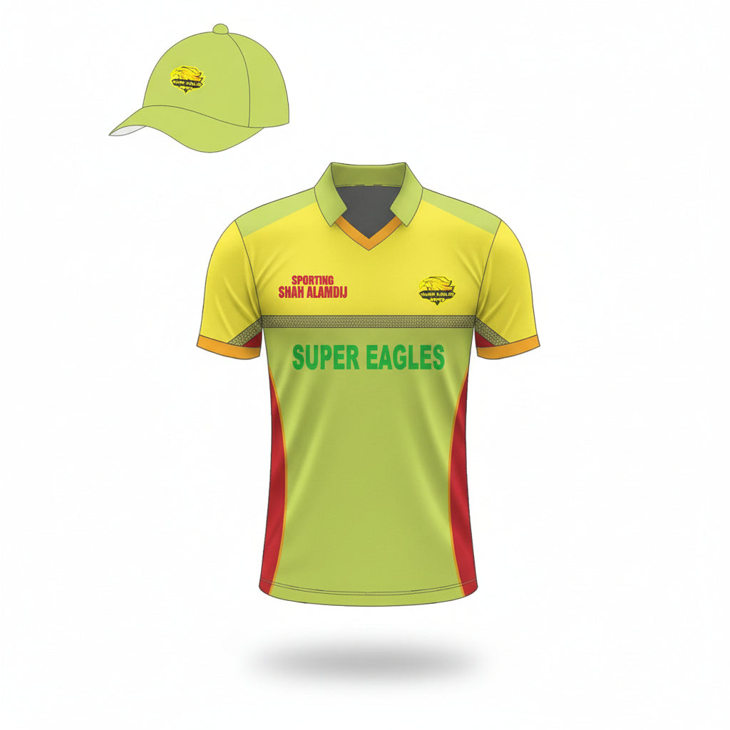 Customized Color Cricket Kit With Name Numbers Logo Yellow & Light Green 3 Piece Set