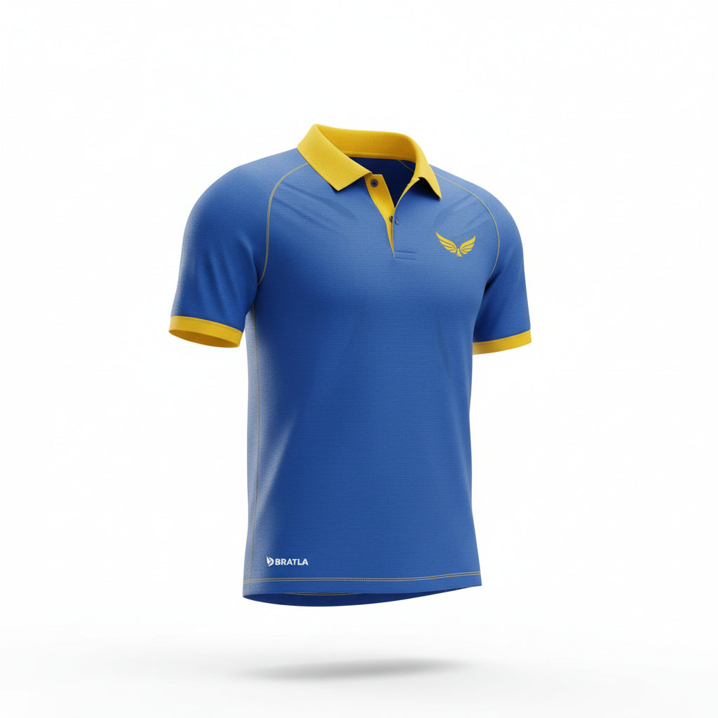 Cricket Uniforms Full Sublimation Custom Made Blue & Yellow 2 Piece Set