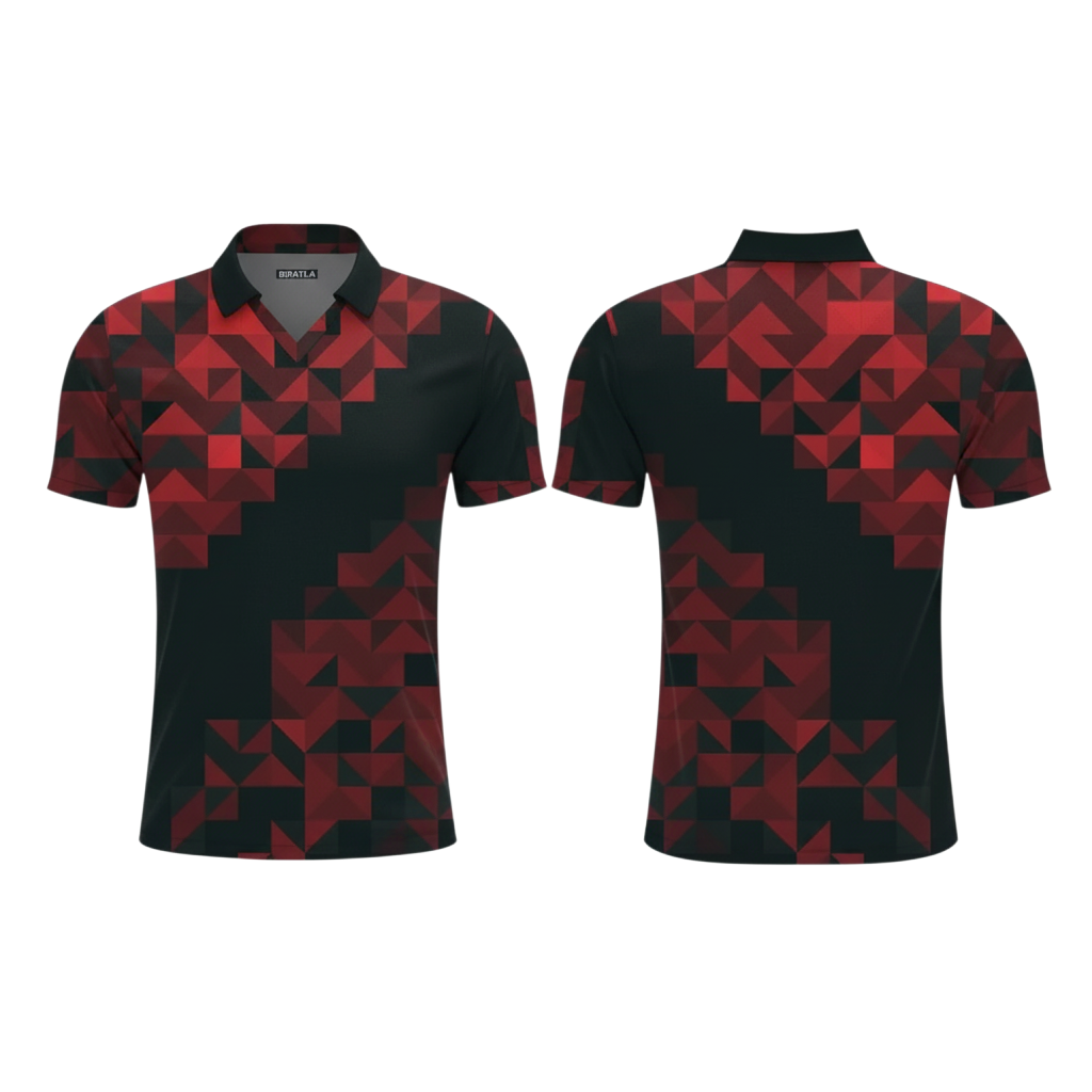 Cricket Jersey Red Black Customized Sublimation Shirt Shirt Only