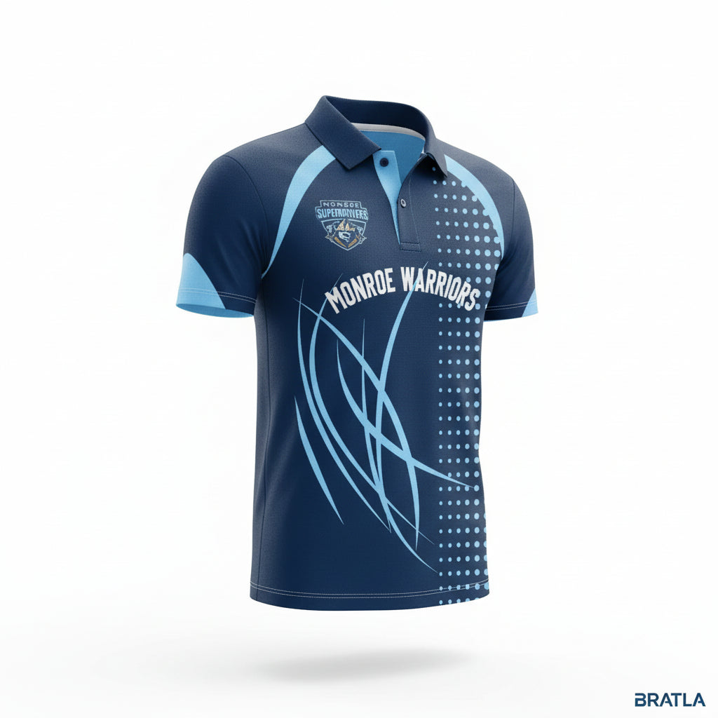 Cricket Uniform Kit Blue V-Neck Design Add Name Number Logo 3 Piece Set