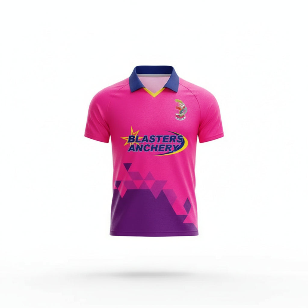 Custom Made Cricket Uniform Color Clothing Full Sublimation Pink & Blue 3 Piece Set