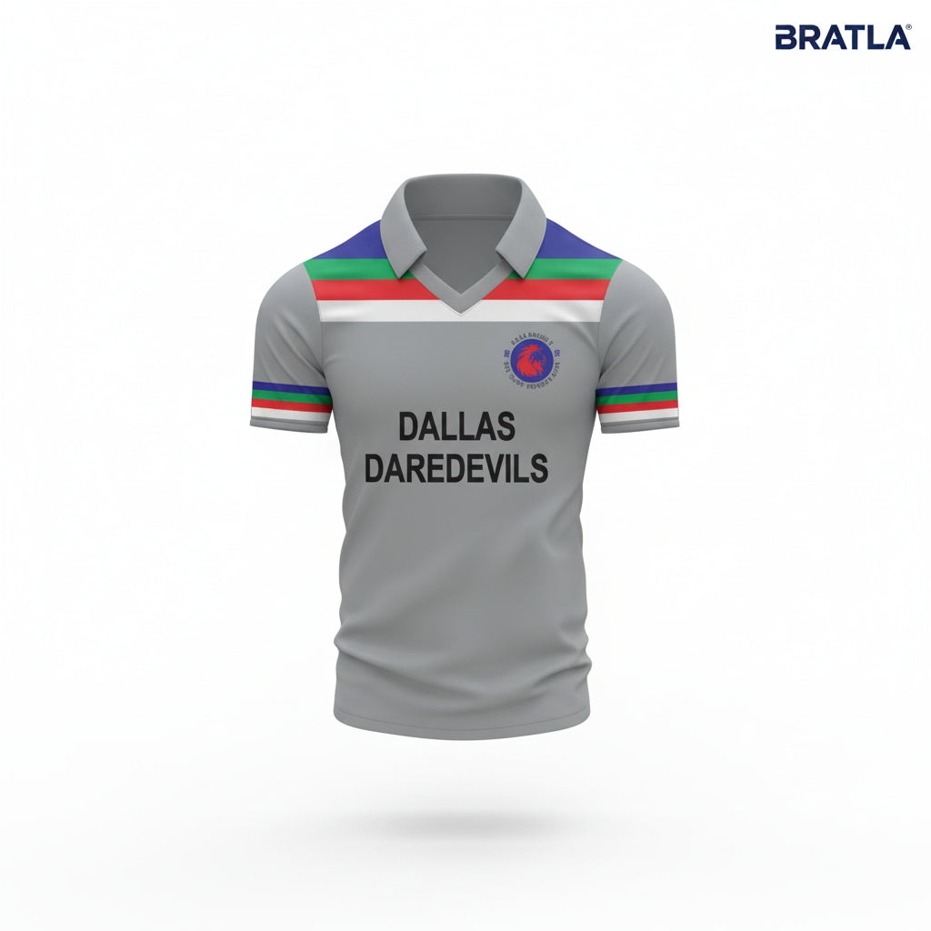 Cricket Color Kit Jersey Trouser & Cap Retro Design Custom Made Dallas Daredevills