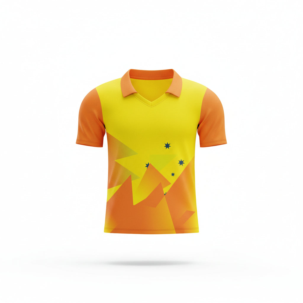 Cricket Jersey Shirt Kit Orange and Yellow Full Sublimation Shirt Only