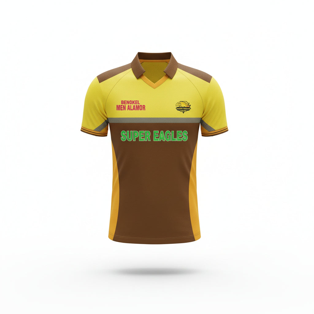 Cricket Color Clothing Kits Super Eagles Shirt Jersey Trouser Cap Brown Yellow 3 Piece Set