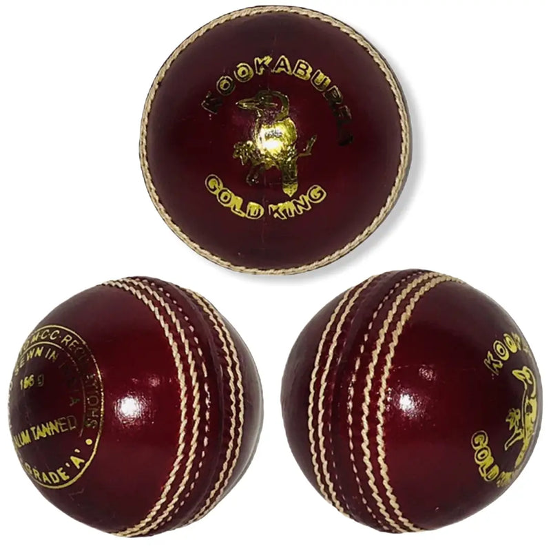 Kookaburra Gold King Cricket Ball Red Senior Grade A - Senior / Red - BALL - 4 PCS LEATHER