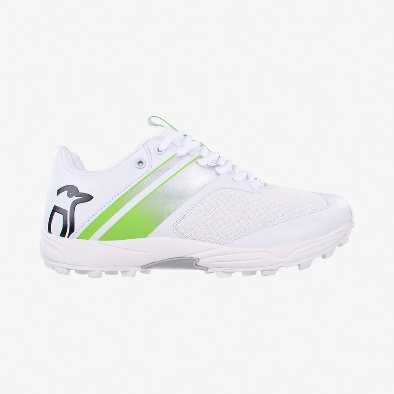 KC 3.0 RUBBER SOLE CRICKET SHOE WHITE/LIME - FOOTWEAR - FULL SPIKE SOLE
