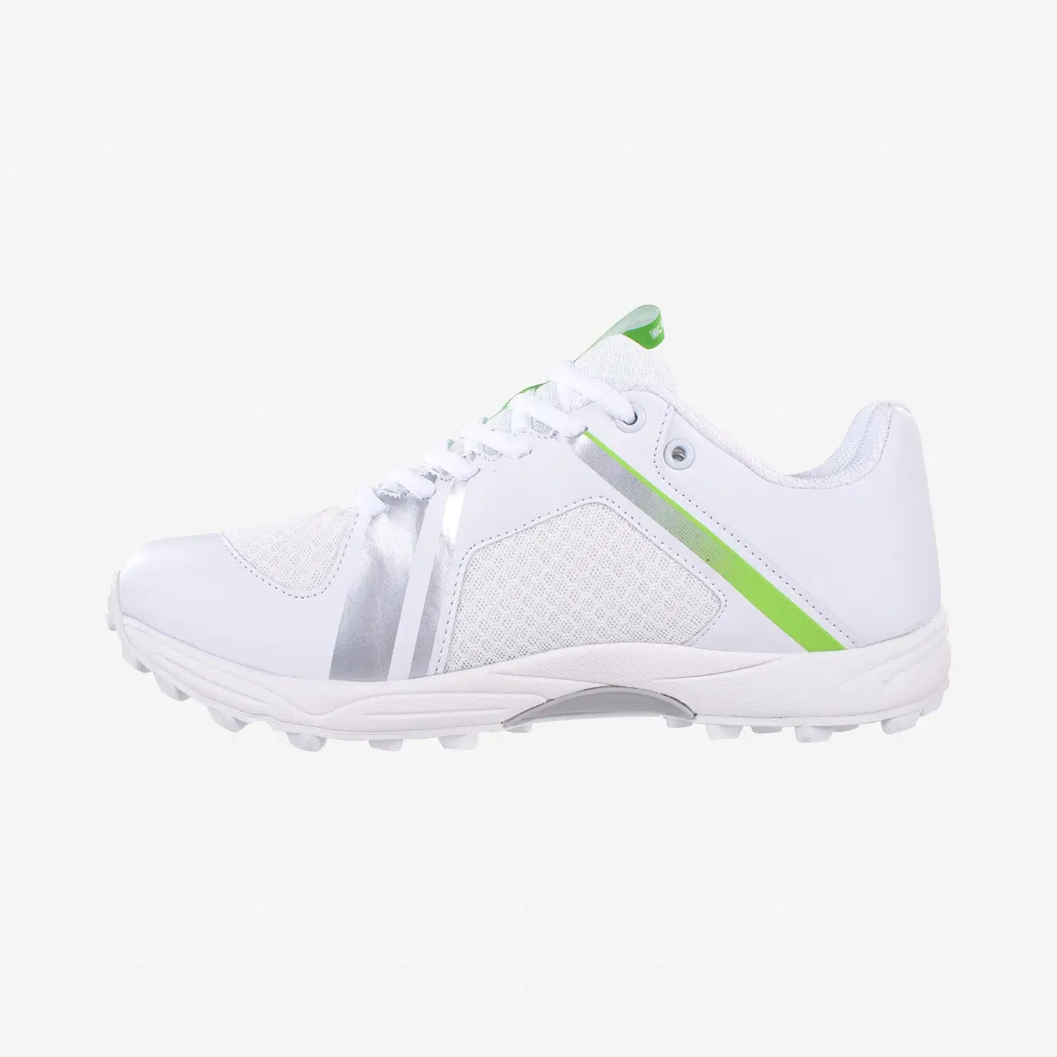 KC 3.0 RUBBER SOLE CRICKET SHOE WHITE/LIME - FOOTWEAR - FULL SPIKE SOLE