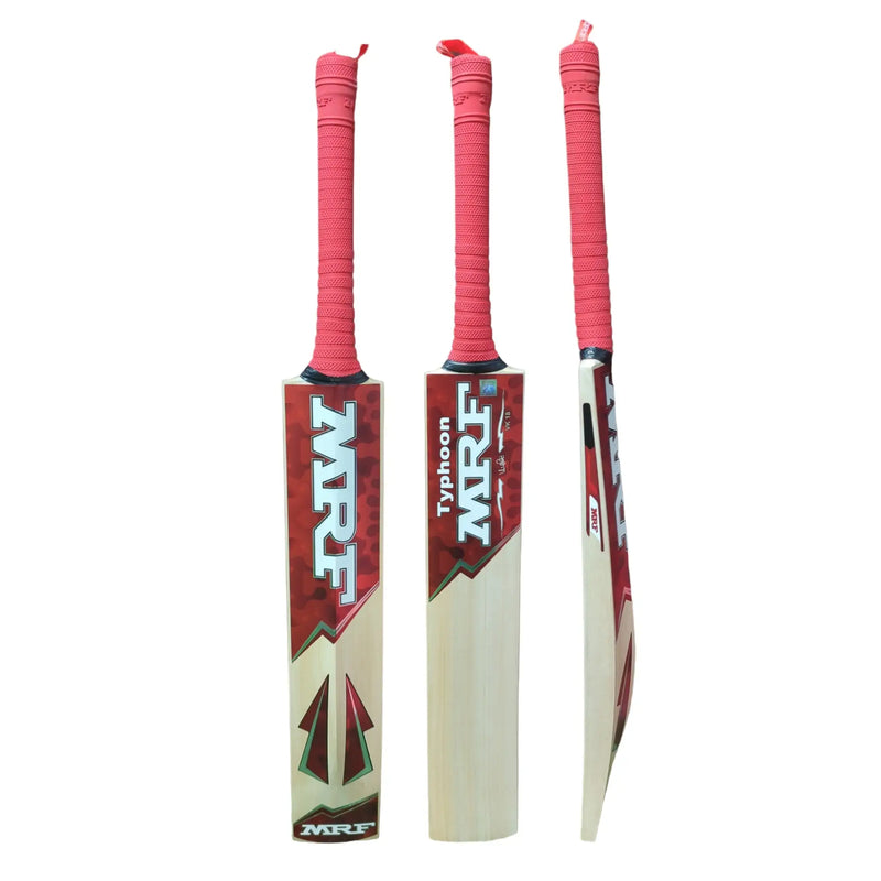 MRF Typhoon Cricket Bat Kashmir Willow - Short Handle (Standard Adult Size Bat) - BATS - MENS KASHMIR WILLOW