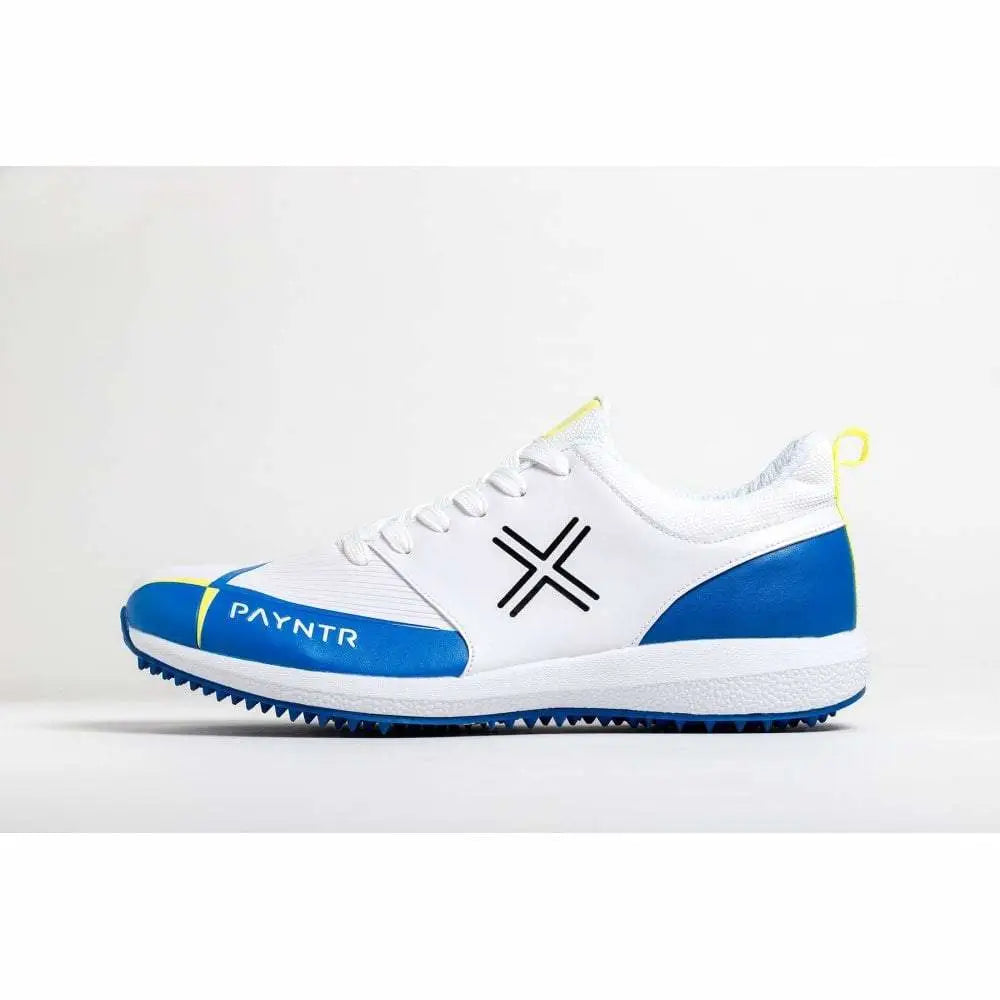 Payntr V Cricket Shoes Pimples White & Blue Rubber Sole Cricket Best Buy