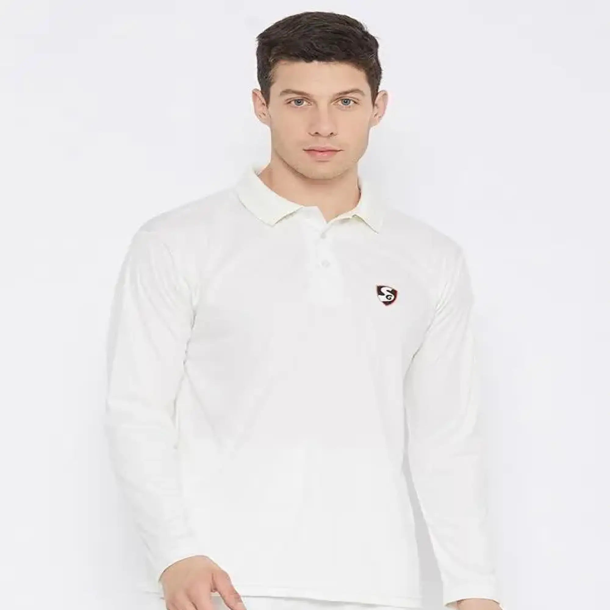 SG Club Cricket Shirt White Jersey Full Sleeve - Small / White - CLOTHING - SHIRT
