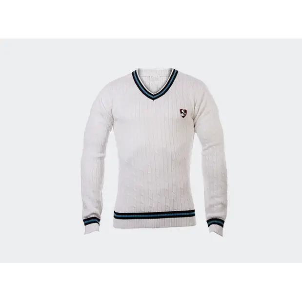 SG Icon Cricket Sweater Full Sleeve Pullover Cricket White - CLOTHING - SWEATER