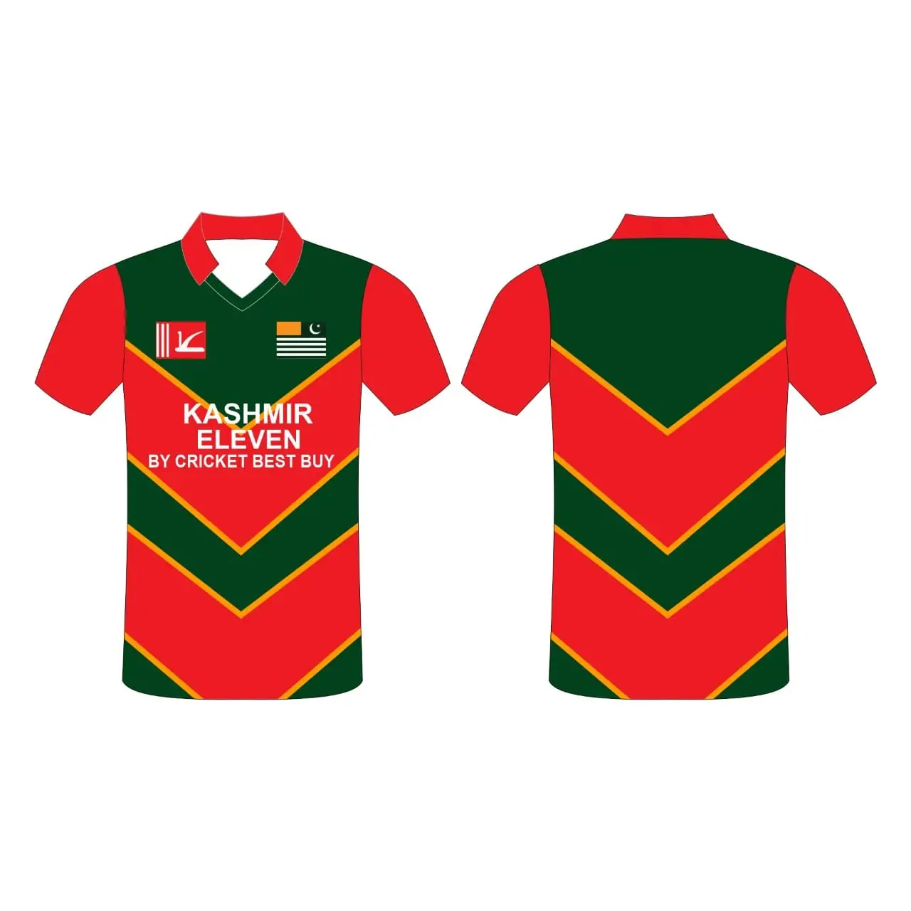 Sports Jersey Kashmir Eleven Red/Green Design Fully Customizable Sports Kit Shirt Only - CLOTHING - SHIRT