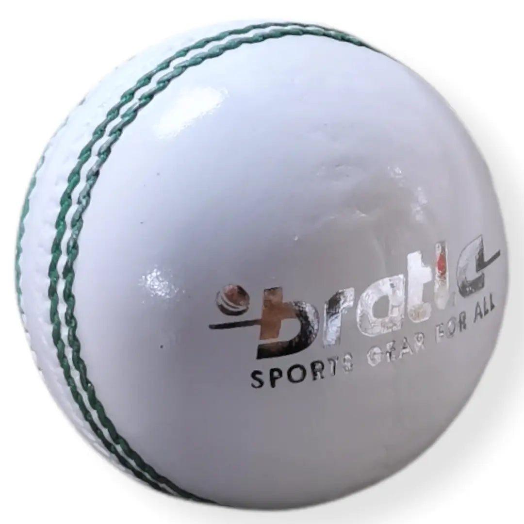 Bratla Club Cricket Ball Leather Hard Ball for Junior & Senior - White / Senior - BALL - 4 PCS LEATHER