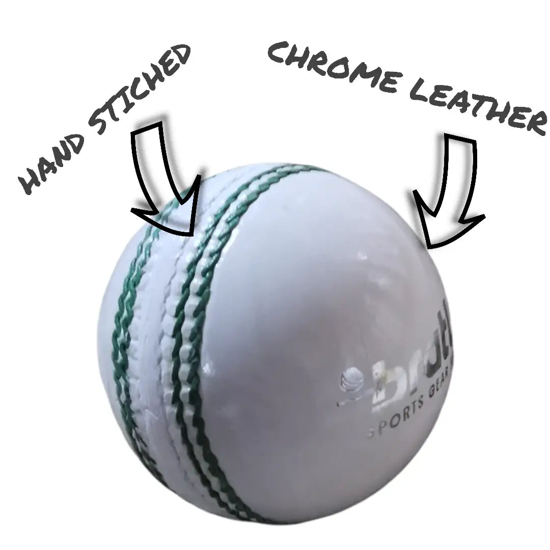 Bratla Club Cricket Ball White Leather Hard Ball for Junior & Senior Pack of 6 - BALL - 4 PCS LEATHER