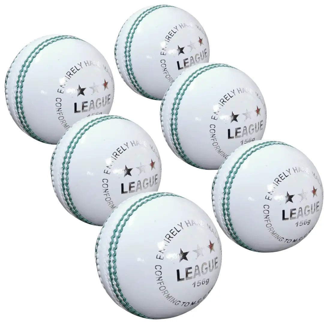 Bratla League Cricket Ball Leather Hard Ball Hand Stitched Pack of 6 Senior - White / Senior - BALL - 4 PCS LEATHER