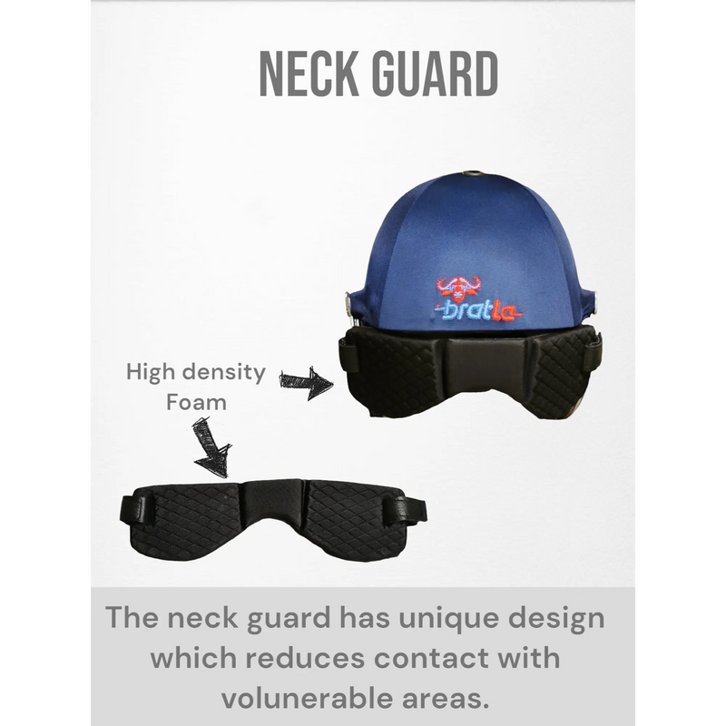 Bratla Pro Cricket Helmet Navy Blue with Extra Padding Neck Guard and