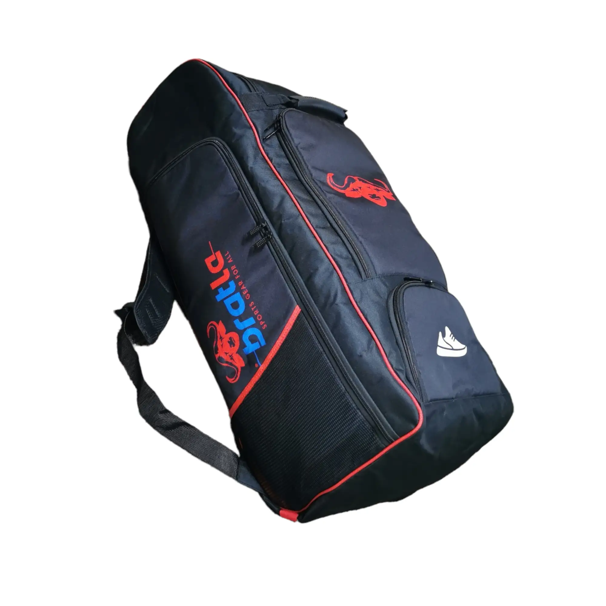 Bratla Pro Plus Cricket Kit Bag Duffle for Full Size Kit with 6 Pockets Black/Red - BAG - PERSONAL