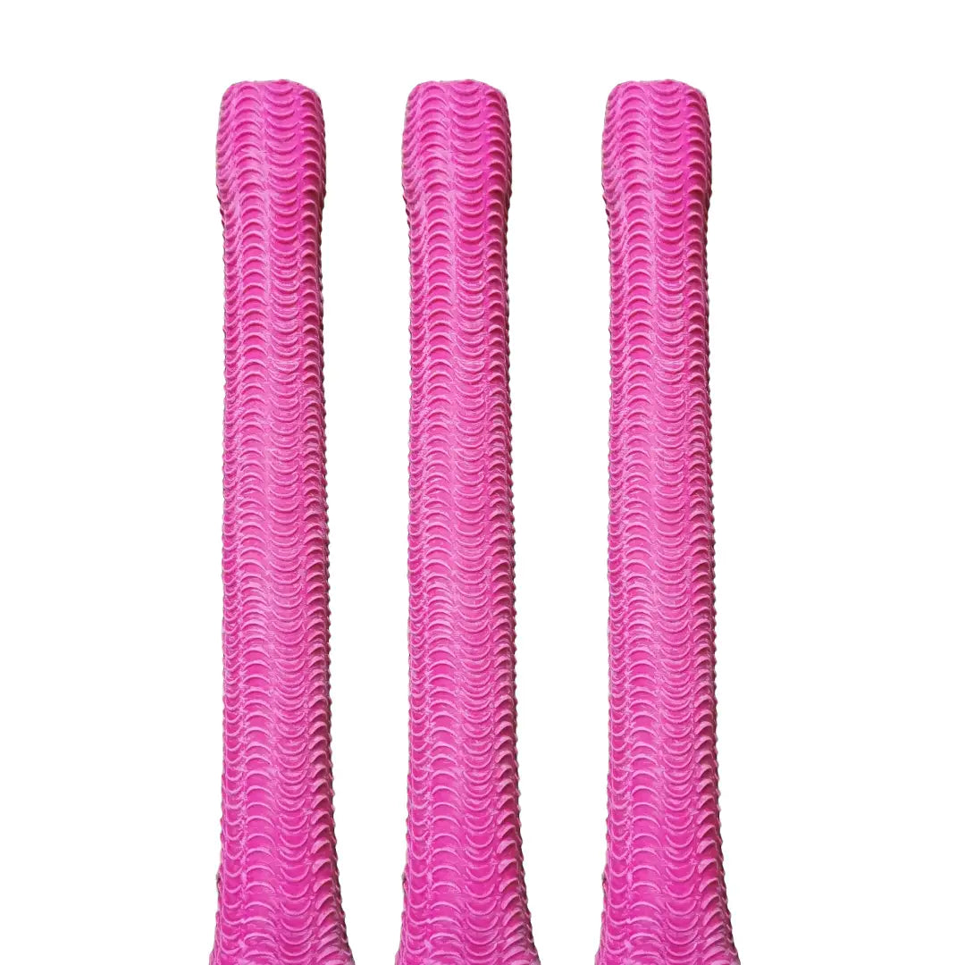 Bratla Ripple Wave Cricket Bat Rubber Grip Pack of 3 - Pink - Cricket Bat Grip