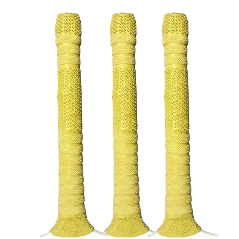 Bratla Semi Octopus/Players Cricket Bat Rubber Grip Pack of 3 - Yellow - Cricket Bat Grip