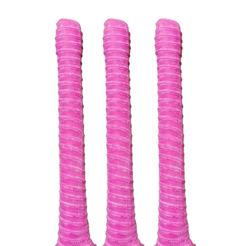 Bratla Spiral Cricket Bat Rubber Grip Pack of 3 - Pink - Cricket Bat Grip