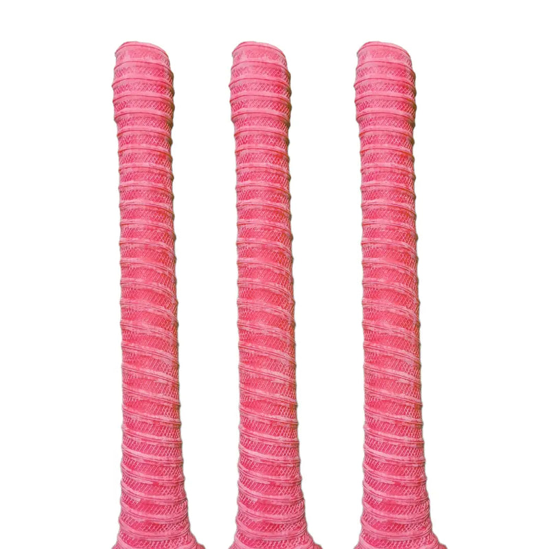 Bratla Spiral Cricket Bat Rubber Grip Pack of 3 - Red - Cricket Bat Grip