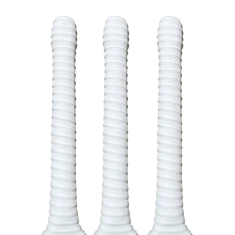 Bratla Spiral Cricket Bat Rubber Grip Pack of 3 - White - Cricket Bat Grip
