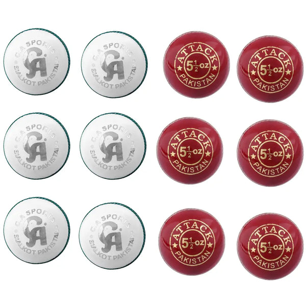 CA Attack Cricket Hard Ball Chrome Leather Hand Stitched (Pack of 6) - BALL - 4 PCS LEATHER