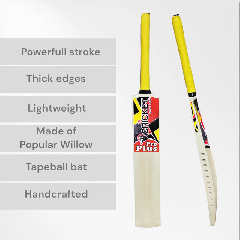 CBB Pro Plus Cricket Bat For Softball Tape Tennis Ball Lightweight Thick Edges Men - BATS - SOFTBALL