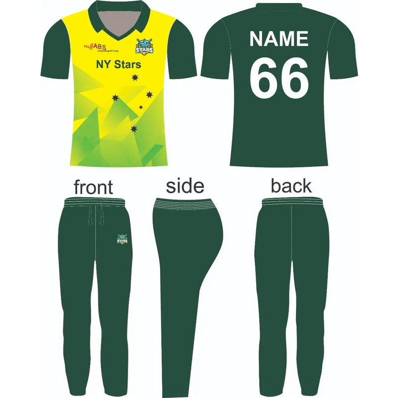Cricket Custom Made Uniform Kit Dark Green Yellow - CLOTHING CUSTOM