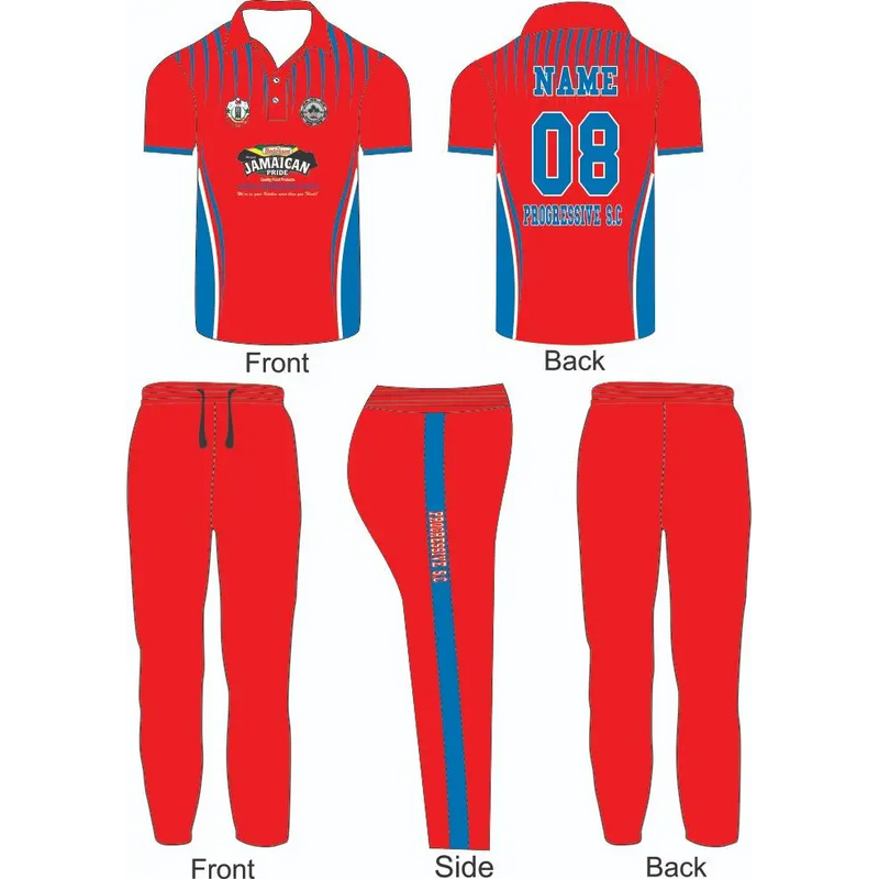 Cricket Jerseys Uniform Kit Customized Red Blue With Buttons - CLOTHING CUSTOM