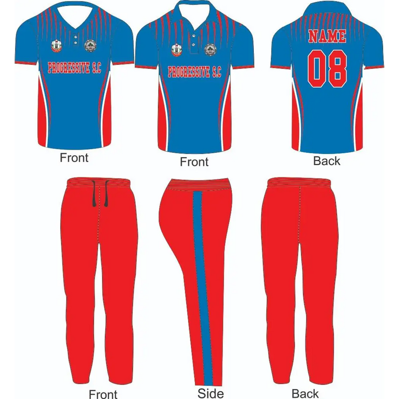 Cricket Jerseys Uniform Kit Customized Red Blue With Buttons - CLOTHING CUSTOM