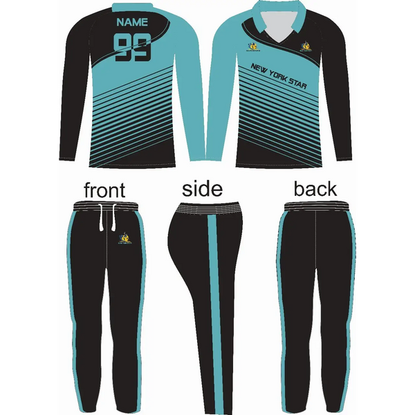 Cricket Kit Uniform Custom Made Clothing Light Blue & Black - CLOTHING CUSTOM