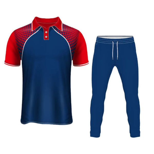 Cricket Shirt And Trouser - Blue And Red - Custom Cricket Wear 2PC Full