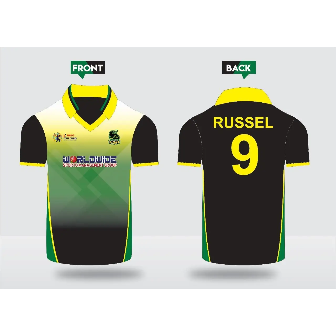 Cricket Shirt Custom Made Sublimation Dark Green Yellow - CLOTHING CUSTOM