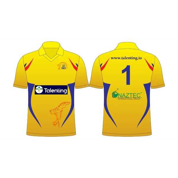 Cricket Shirt Jersey Custom Made Yellow Blue Sublimation - CLOTHING CUSTOM