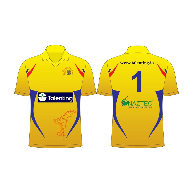 Cricket Shirt Jersey Custom Made Yellow Blue Sublimation - CLOTHING CUSTOM
