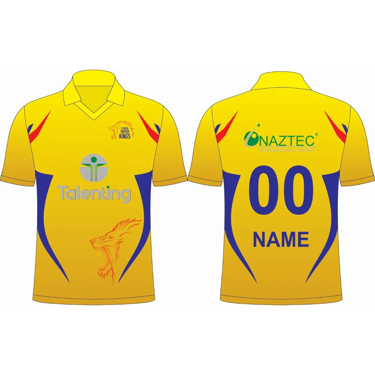 Cricket Shirt Jersey Custom Made Yellow Blue Sublimation - CLOTHING CUSTOM