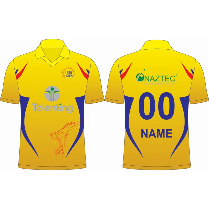 Cricket Shirt Jersey Custom Made Yellow Blue Sublimation - CLOTHING CUSTOM