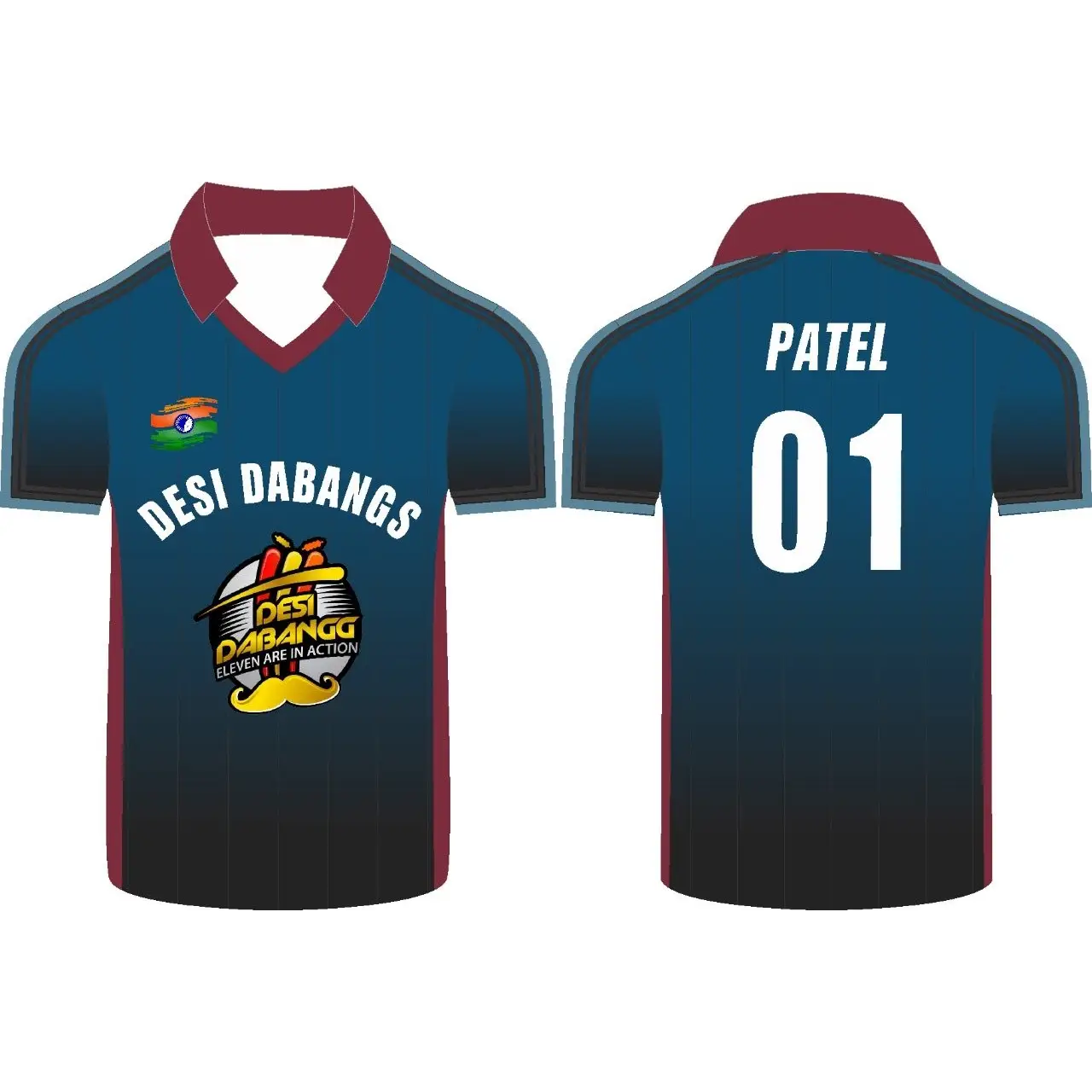 Cricket Shirt Jersey With Name Number Logo Desi Dabangs - Custom Cricket Jerseys